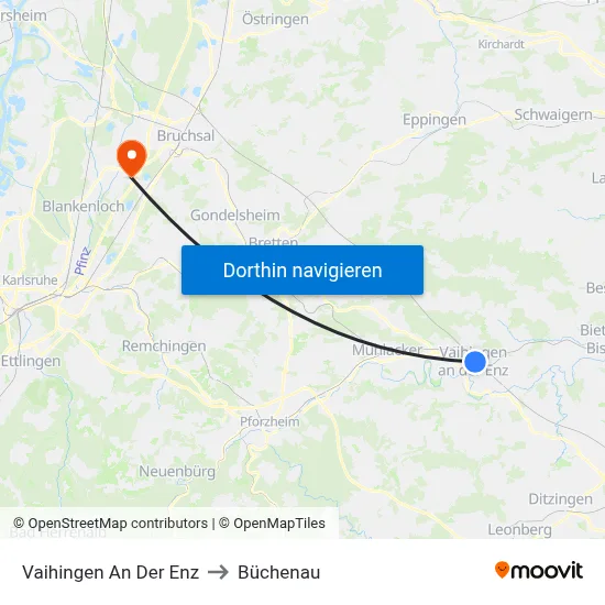 Vaihingen An Der Enz to Büchenau map