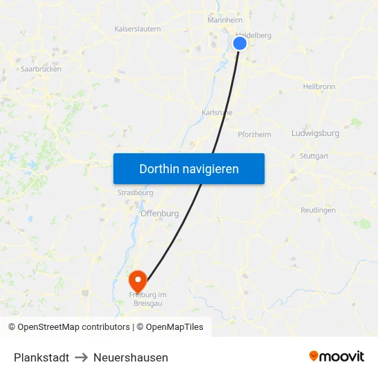 Plankstadt to Neuershausen map