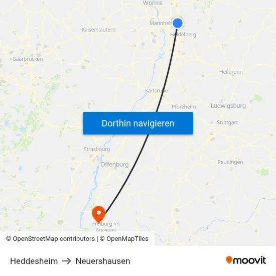 Heddesheim to Neuershausen map