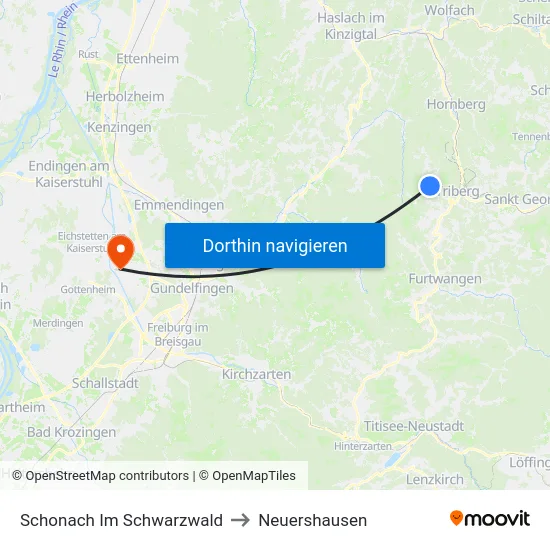 Schonach Im Schwarzwald to Neuershausen map