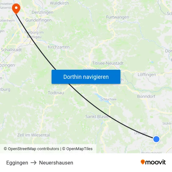 Eggingen to Neuershausen map