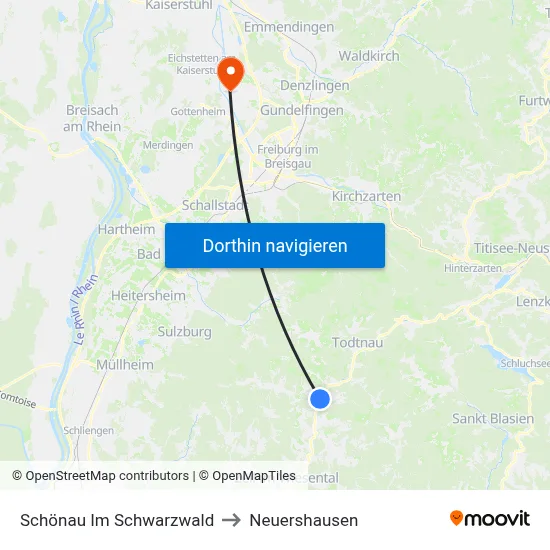 Schönau Im Schwarzwald to Neuershausen map