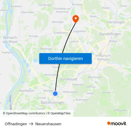 Offnadingen to Neuershausen map