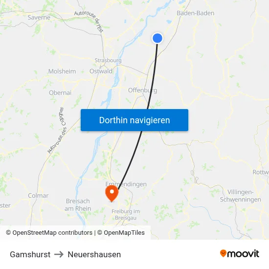 Gamshurst to Neuershausen map