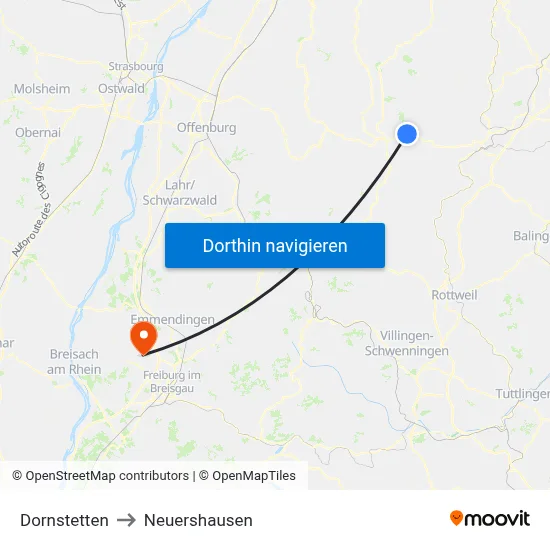 Dornstetten to Neuershausen map