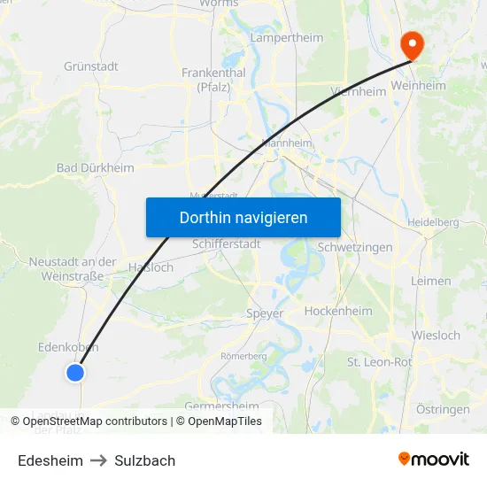 Edesheim to Sulzbach map