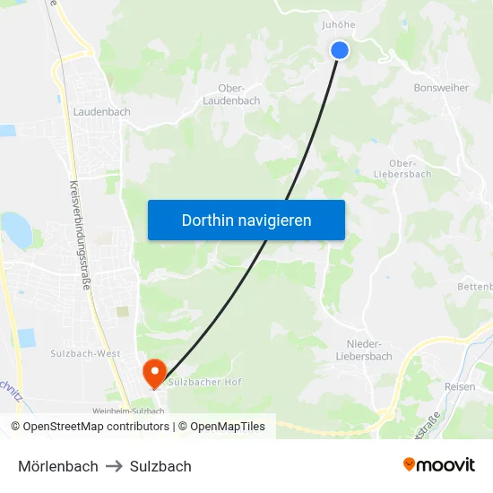 Mörlenbach to Sulzbach map