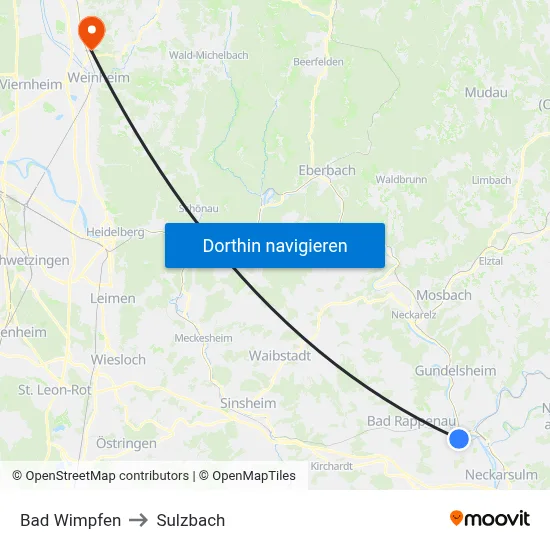 Bad Wimpfen to Sulzbach map