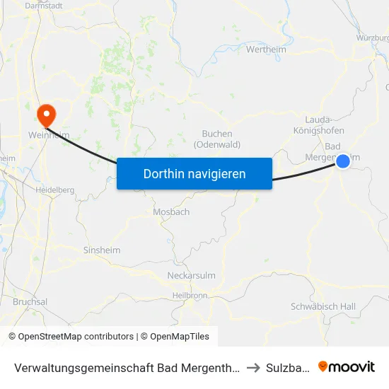 Verwaltungsgemeinschaft Bad Mergentheim to Sulzbach map