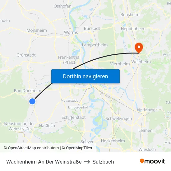 Wachenheim An Der Weinstraße to Sulzbach map