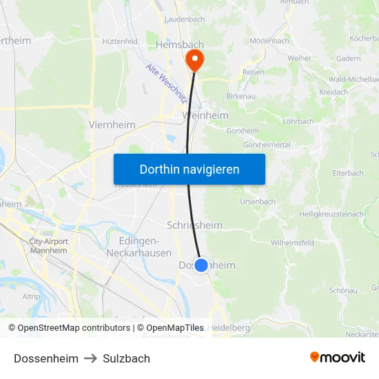 Dossenheim to Sulzbach map