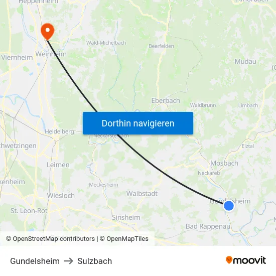 Gundelsheim to Sulzbach map