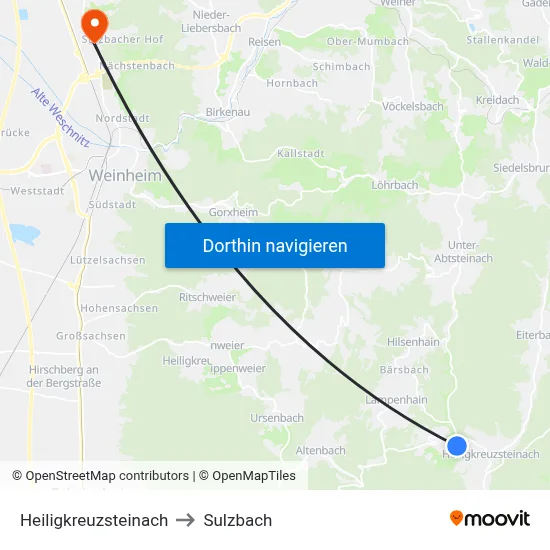 Heiligkreuzsteinach to Sulzbach map