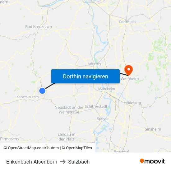 Enkenbach-Alsenborn to Sulzbach map