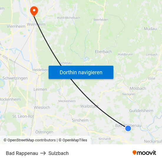 Bad Rappenau to Sulzbach map