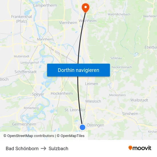 Bad Schönborn to Sulzbach map