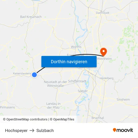 Hochspeyer to Sulzbach map