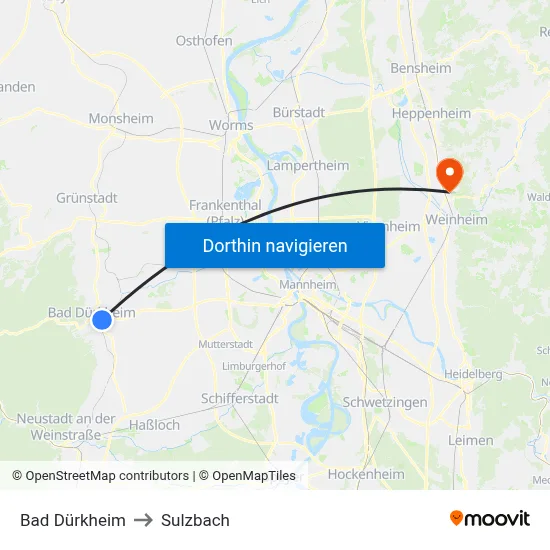 Bad Dürkheim to Sulzbach map