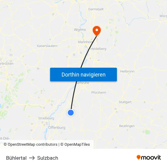 Bühlertal to Sulzbach map
