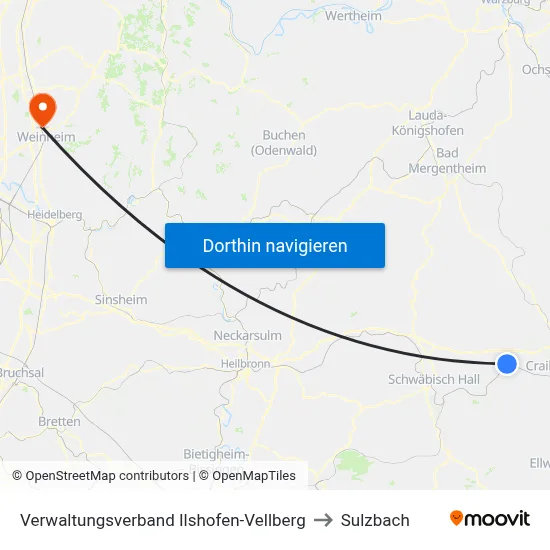 Verwaltungsverband Ilshofen-Vellberg to Sulzbach map