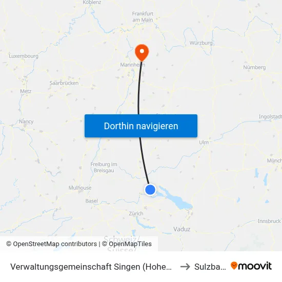 Verwaltungsgemeinschaft Singen (Hohentwiel) to Sulzbach map