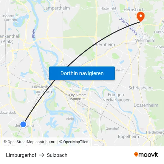Limburgerhof to Sulzbach map