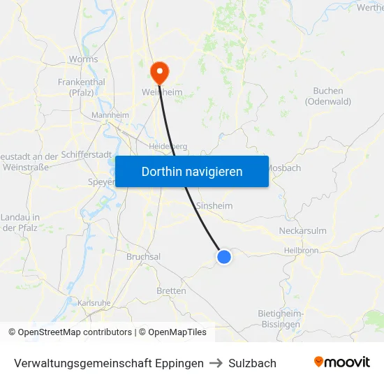 Verwaltungsgemeinschaft Eppingen to Sulzbach map