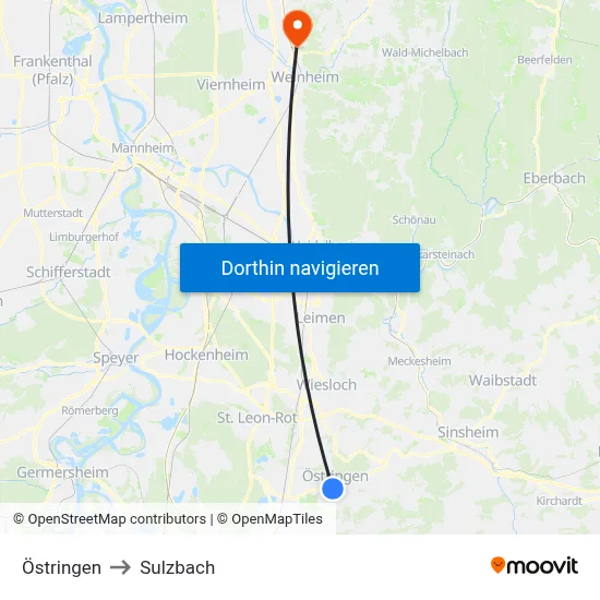 Östringen to Sulzbach map