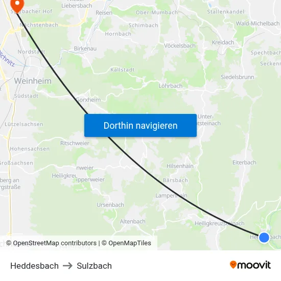 Heddesbach to Sulzbach map