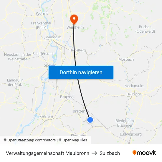 Verwaltungsgemeinschaft Maulbronn to Sulzbach map