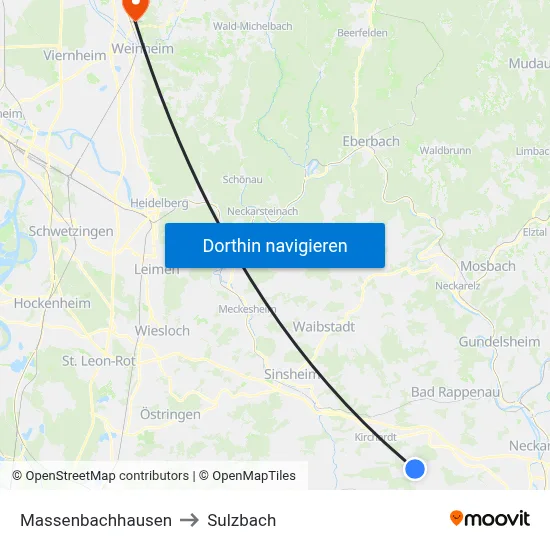 Massenbachhausen to Sulzbach map