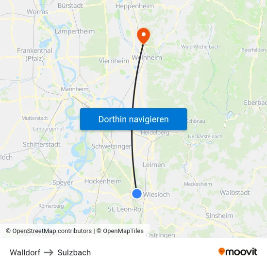 Walldorf to Sulzbach map