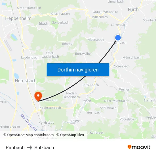 Rimbach to Sulzbach map