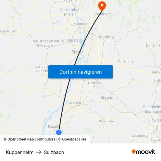 Kuppenheim to Sulzbach map