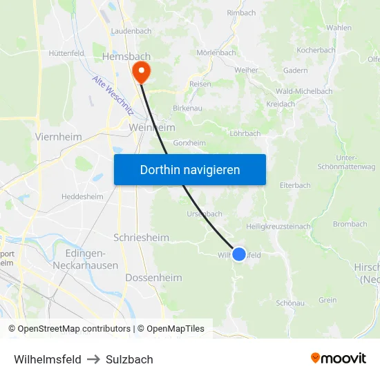 Wilhelmsfeld to Sulzbach map