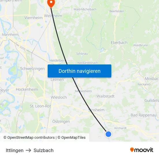 Ittlingen to Sulzbach map
