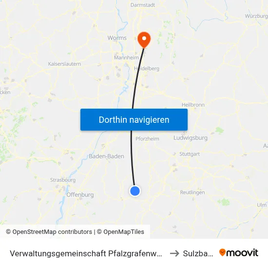 Verwaltungsgemeinschaft Pfalzgrafenweiler to Sulzbach map