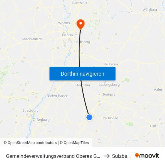 Gemeindeverwaltungsverband Oberes Gäu to Sulzbach map