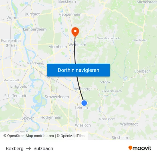 Boxberg to Sulzbach map