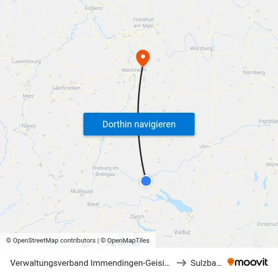 Verwaltungsverband Immendingen-Geisingen to Sulzbach map
