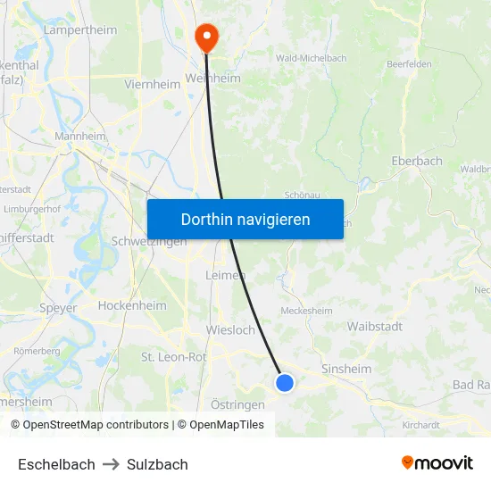 Eschelbach to Sulzbach map