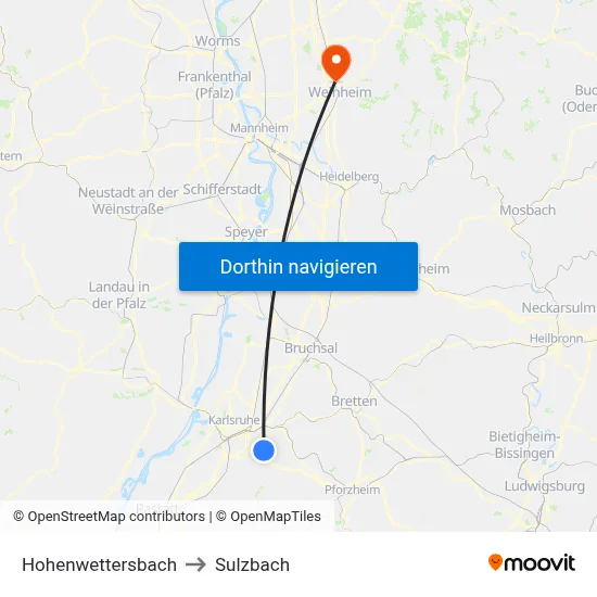 Hohenwettersbach to Sulzbach map