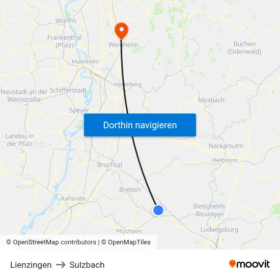 Lienzingen to Sulzbach map