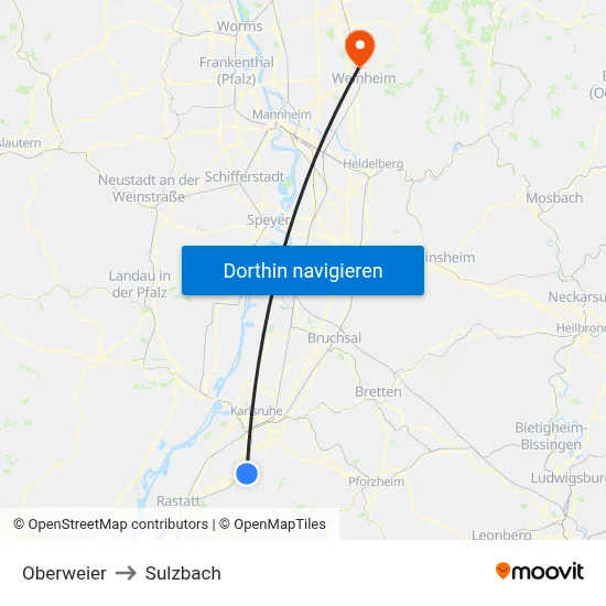 Oberweier to Sulzbach map