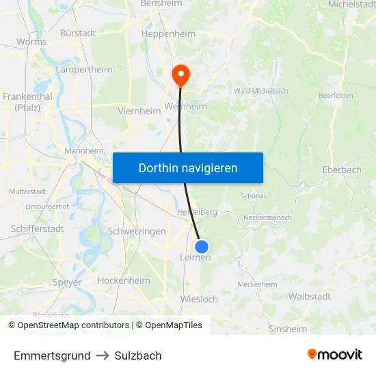 Emmertsgrund to Sulzbach map