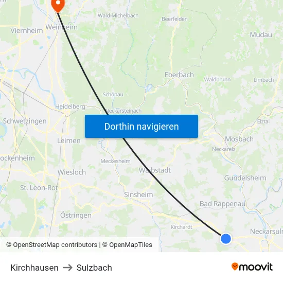Kirchhausen to Sulzbach map
