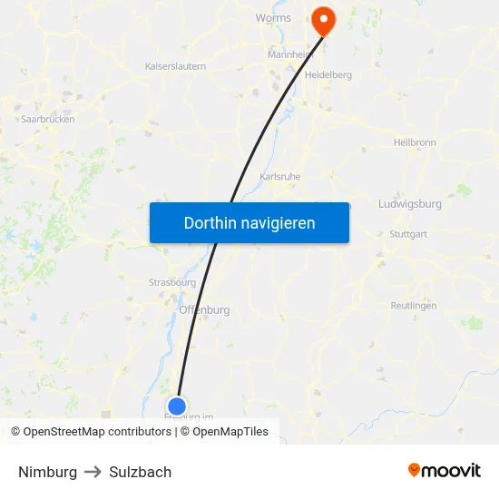 Nimburg to Sulzbach map