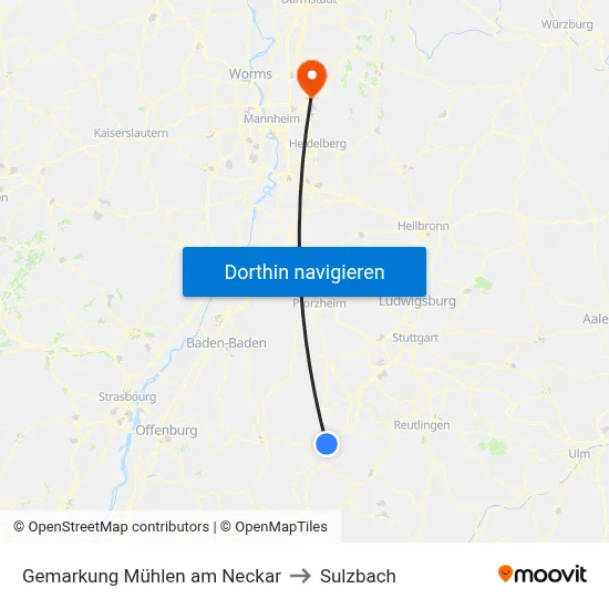 Gemarkung Mühlen am Neckar to Sulzbach map