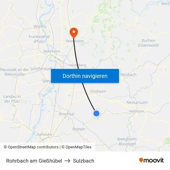 Rohrbach am Gießhübel to Sulzbach map