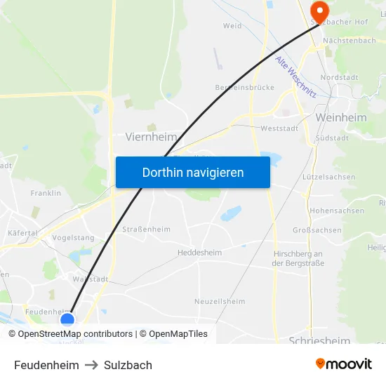 Feudenheim to Sulzbach map